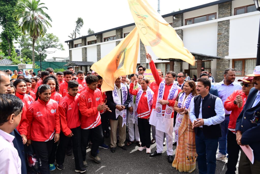 CM Dhami flagged players participating 37th National Games.hillvani.com