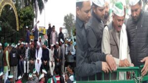 Farmers protested in Nirjanpur Mandi