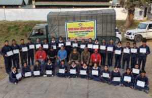 एनसीसी कैडेट्स को आपदा प्रबंधन के सम्बन्ध में दिया प्रशिक्षण